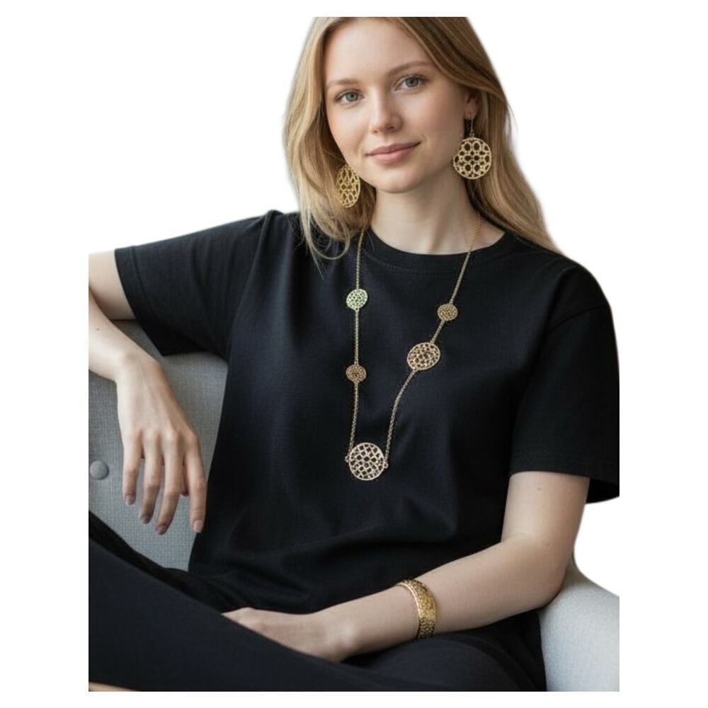 Coach Signature Gold Filigree Necklace, Bangle & Earring Jewelry Set - Picture 9 of 9